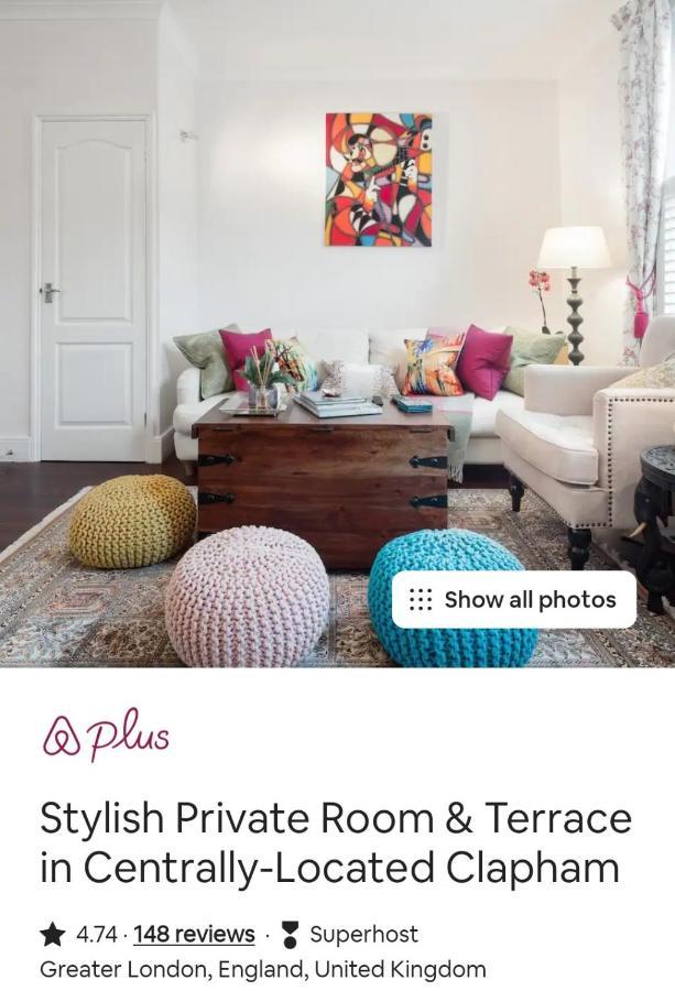 Stylish Room With Private Bath & Terrace In Super Central Clapham Junction Minutes From Victoria, Waterloo London Eksteriør billede